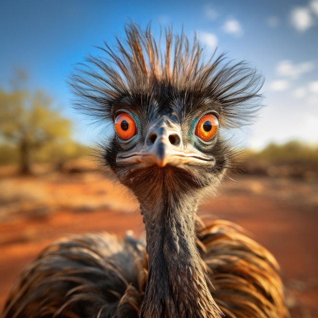 Emu in zijn natuurlijke habitat Natuurfotografie Genatieve AI