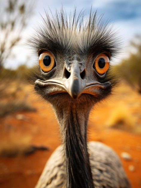 Emu in zijn natuurlijke habitat Natuurfotografie Genatieve AI