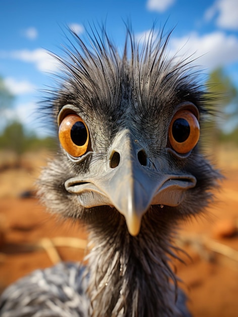 Foto l'emù nel suo habitat naturale e l'intelligenza artificiale generativa per la fotografia naturalistica