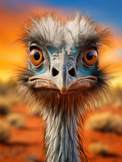 Emu in its Natural Habitat Wildlife Photography Generative AI