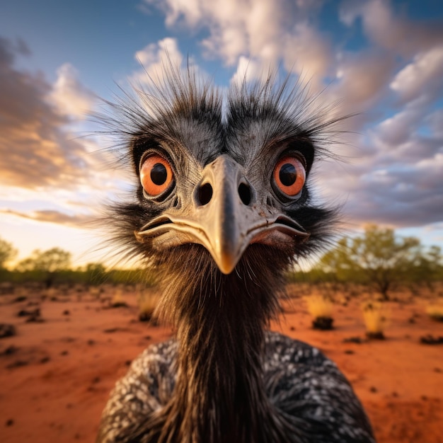 Emu in its Natural Habitat Wildlife Photography Generative AI