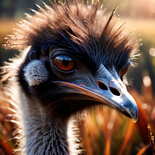 Foto emu animale selvaggio che vive in natura parte dell'ecosistema