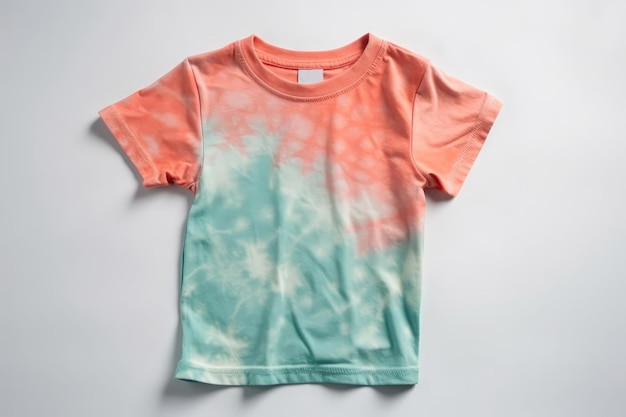 En Coral Mint Tiedye T-shirt voor meisje op witte achtergrond Generatieve AI