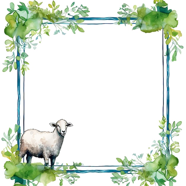 Enamel Painted Metal Frame With Lamb Korma Cashews and Cilan watercolor Nowruz Iran Festival Frame