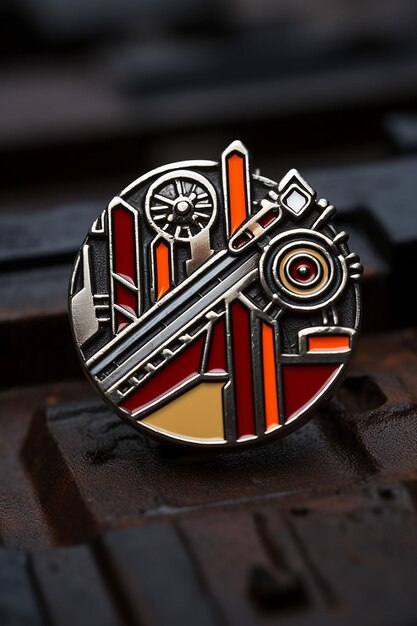 enamel pin industrial silver tones and creative design