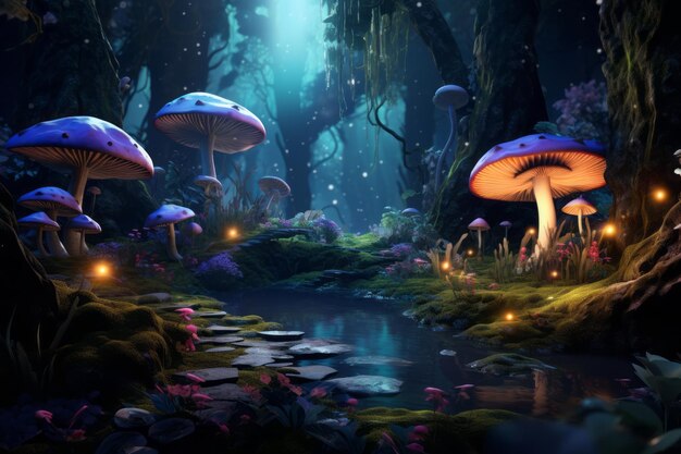 Photo enchanted 3d luminescent forest