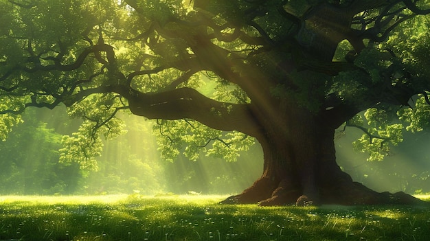 사진 마법 에 사로잡힌 고대 나무 숲