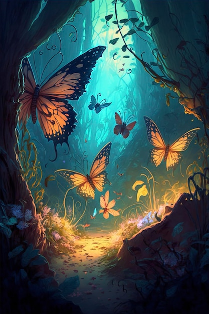 Enchanted butterfly forest