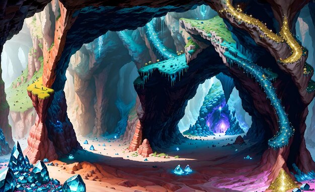 The Enchanted Caves A Fairy Tale Escape from the Trapped Dungeon High Quality Generative AI Post Processed