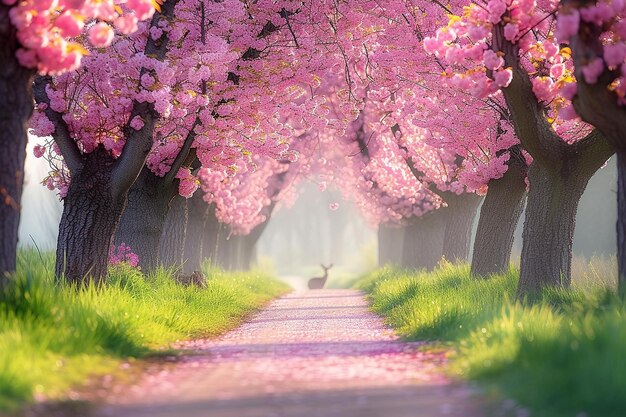 Photo enchanted cherry blossom lane