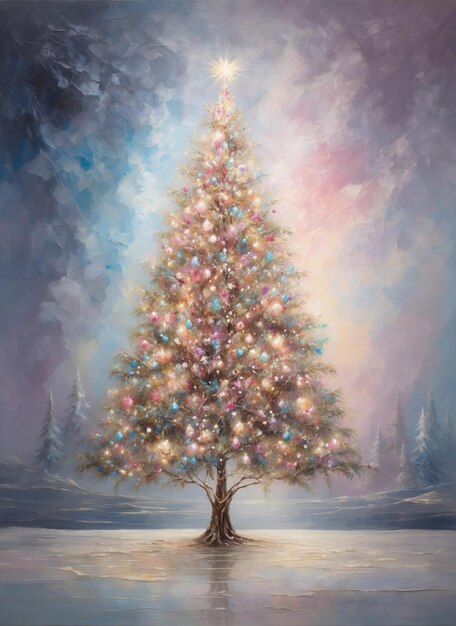 Enchanted Christmas tree amidst dreamy pastelcolored backdrop 30