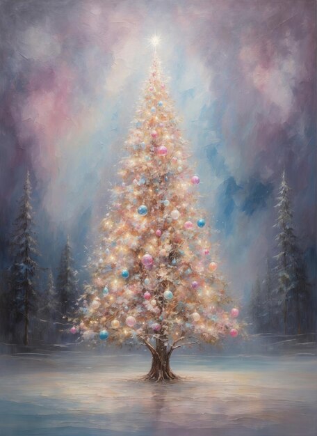 Enchanted Christmas tree amidst dreamy pastelcolored backdrop 32