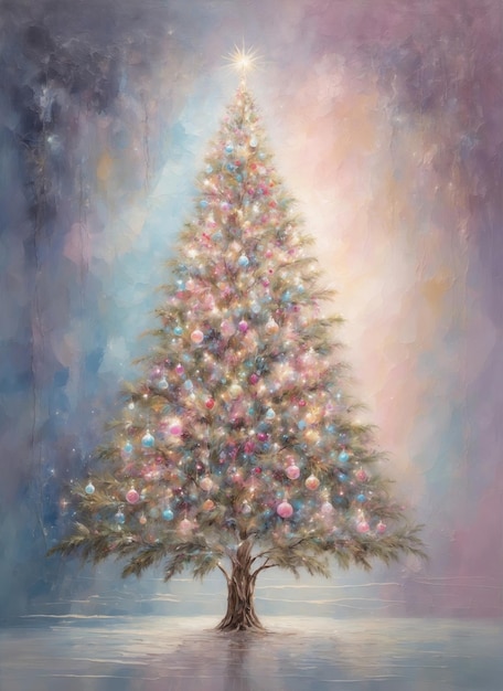 Enchanted Christmas tree amidst dreamy pastelcolored backdrop 6