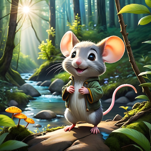 In the Enchanted Forest Friendly Mouse can be seen scurrying around in search of almonds on a beaut