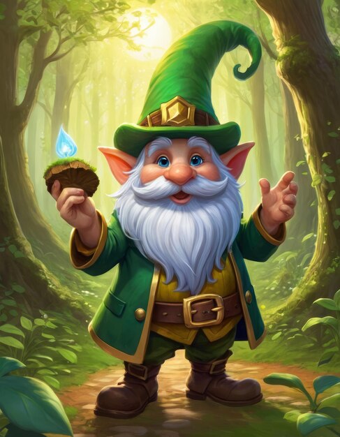 Enchanted forest gnome in the forest