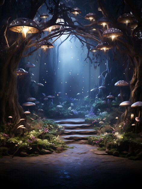 Enchanted Forest Trees Throne Fairy Lights Twitch Gaming Elv Creative Design Live Stream Background