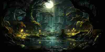 Photo an enchanted forest where the trees whisper wallpaper