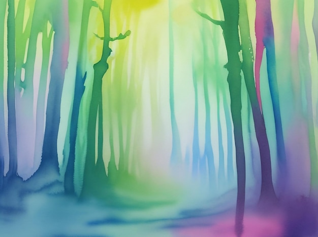 Enchanted Forest Whispers Abstract Watercolor Background