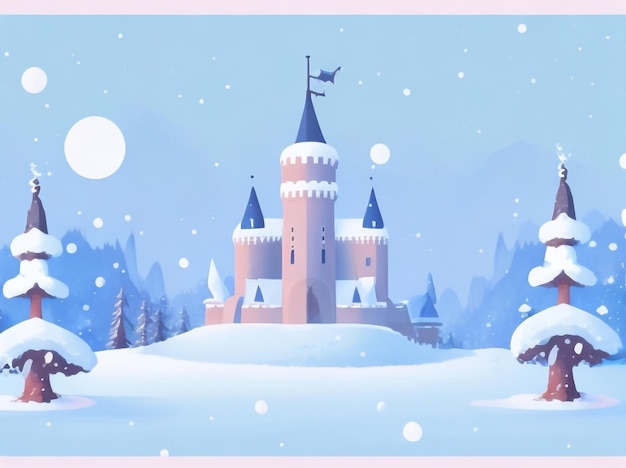 Photo enchanted frost magic castle in a winter wonderland fantasy snowscape