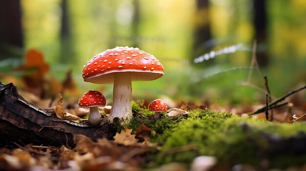 Enchanted Fungi Beautiful Red Toadstool in the Autumn Forest Mushroom