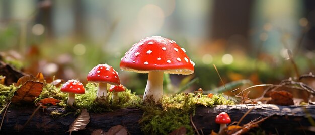 Enchanted Fungi Beautiful Red Toadstool in the Autumn Forest Mushroom