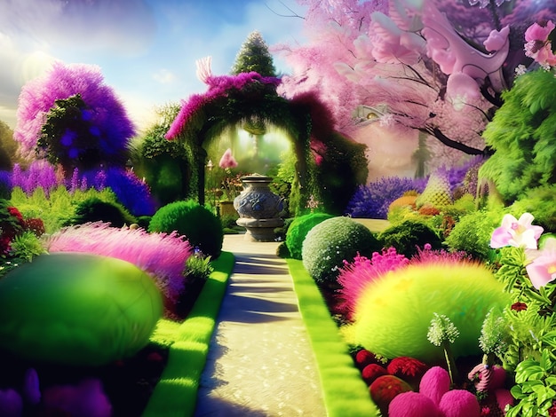 Enchanted garden a magical garden in spring ai