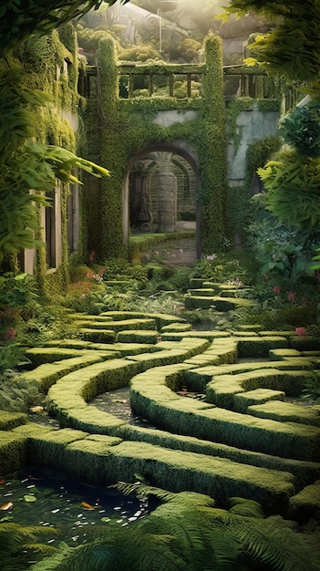 Enchanted Garden with Plant Maze