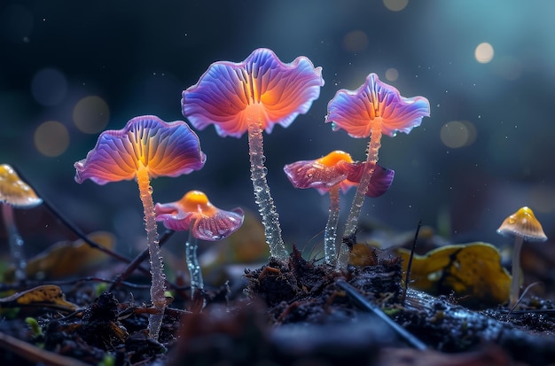 Зачарованные светящиеся грибы в мистическом лесу