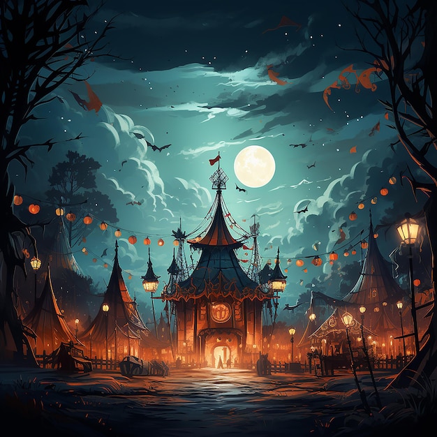 Enchanted Halloween A Background Where the Theme is the Magical Night of Sorcery and Spookiness