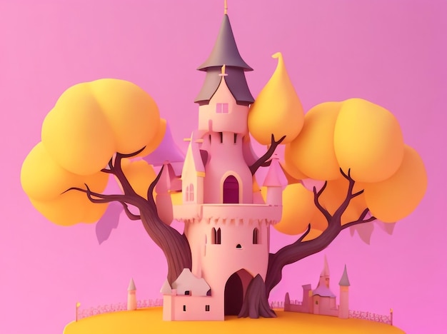 Enchanted Halloween CartoonStyle Witch Castle Spooky Ambiance Halloween Charm Creative