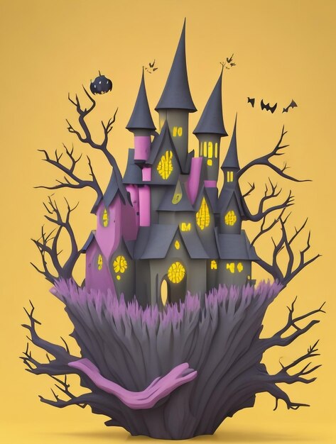 Enchanted halloween cartoonstyle witch castle spooky ambiance halloween charm creative