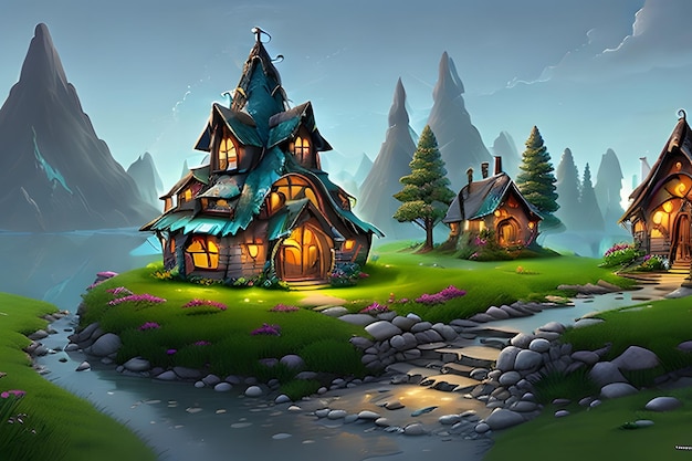 Enchanted Haven Mystical Cottage in a Whimsical Forest Wonderland Generative AI