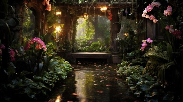 Photo enchanted hidden garden painting