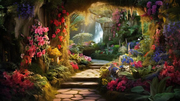 Photo enchanted hidden garden painting