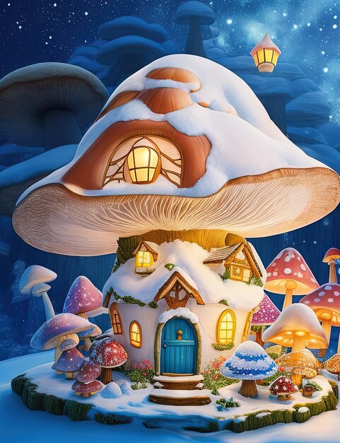 Enchanted mushroom house a colorful oasis of magic