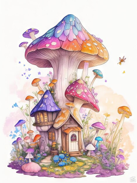 Enchanted mushroom house a colorful oasis of magic