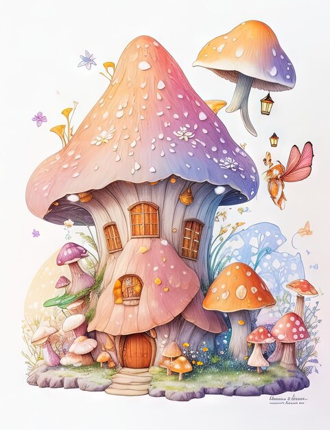 Enchanted mushroom house a colorful oasis of magic