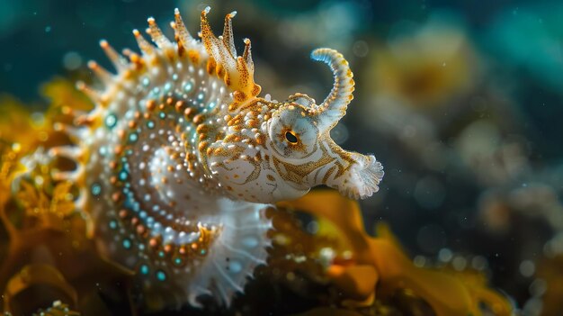 Foto l'incantato nudibranch nel suo paese delle meraviglie marine
