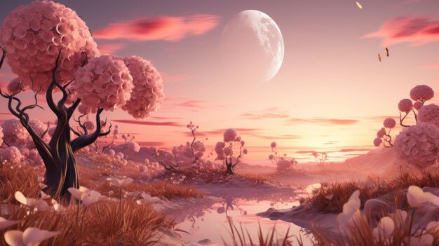 The Enchanted Pink Meadow A Whimsical Adventure in the Enchanted Field Generative AI