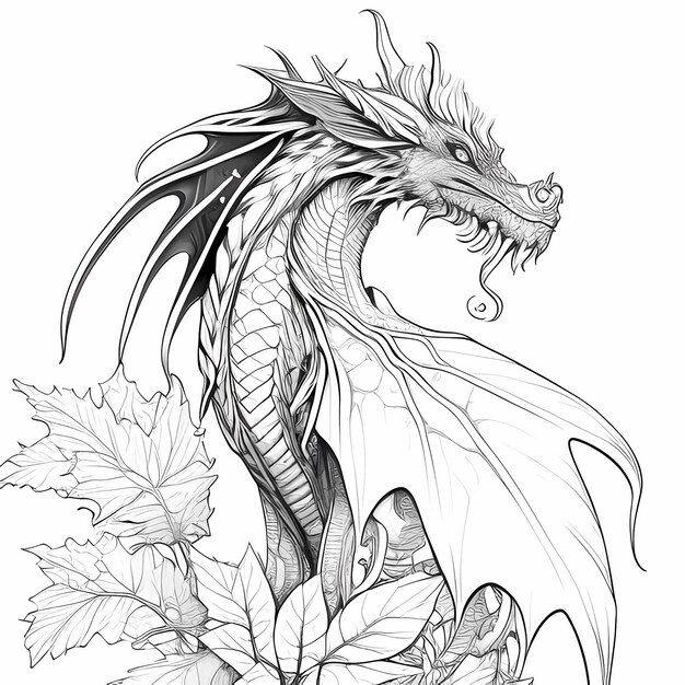 Photo enchanted realms dragon coloring pages with a clean white background