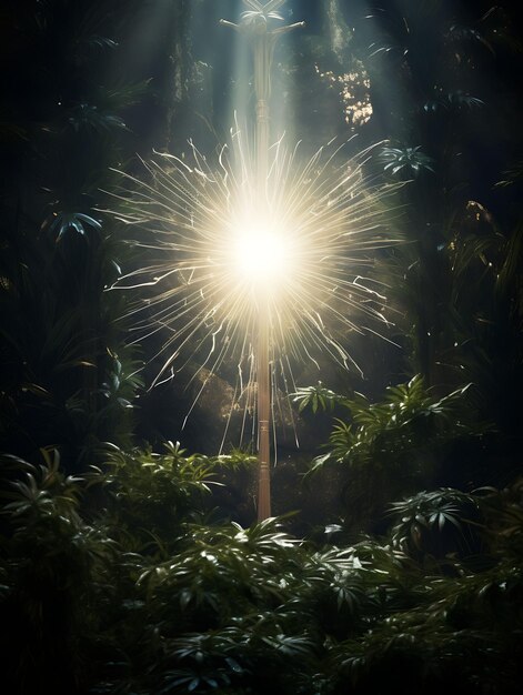 Photo enchanted sacred cross adorned with fairy lights and intertw cross palm sunday photo christian art