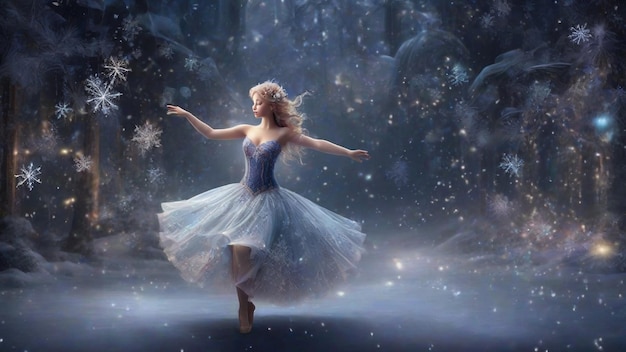 Enchanted Snowflakes Dance Magical Glowing Surreal