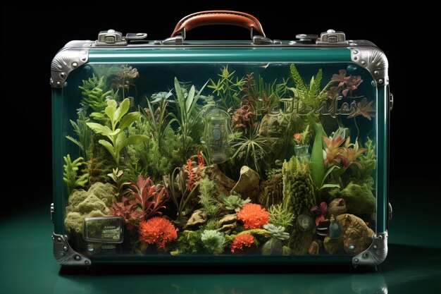Photo enchanted terrarium suitcase a portable world of green