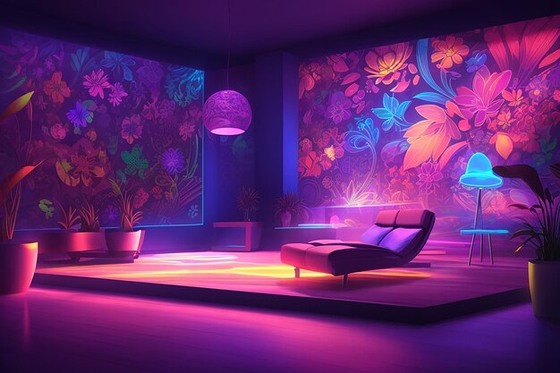 Enchanted uv ultraviolet light world mesmerizing digital backdrop in neon vibrance for creative versatility