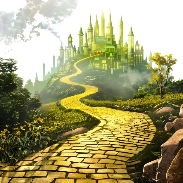 贈り物 to leading road brick yellow Enchanted magical city emerald 絵画