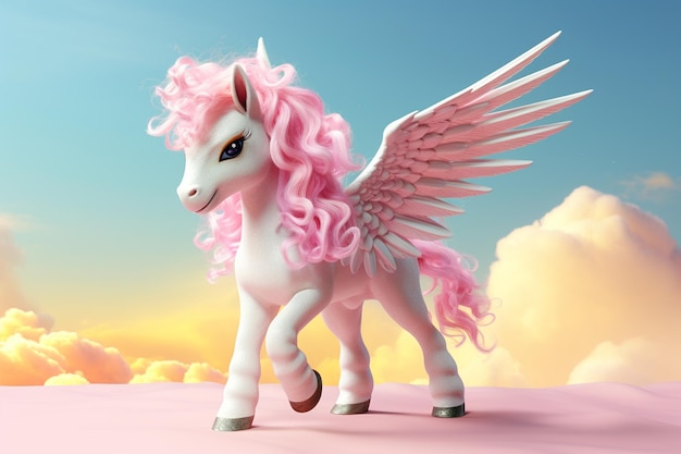 Enchanting 3D Baby Unicorn with Wings