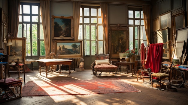 Photo the enchanting abode exploring the 19th century artist's spacious studio in a semiruined old mansi