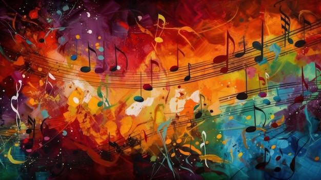 Enchanting Abstract Musical Notes in Colorful Harmony Generative AI