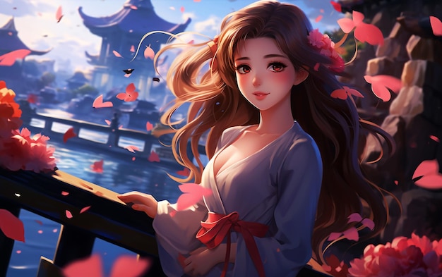 Enchanting Anime Vision High Detail Beautiful Cartoon Girl Wallpaper Illustration