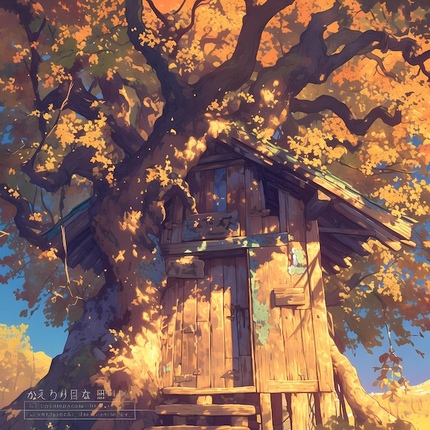 Photo enchanting autumn cabin